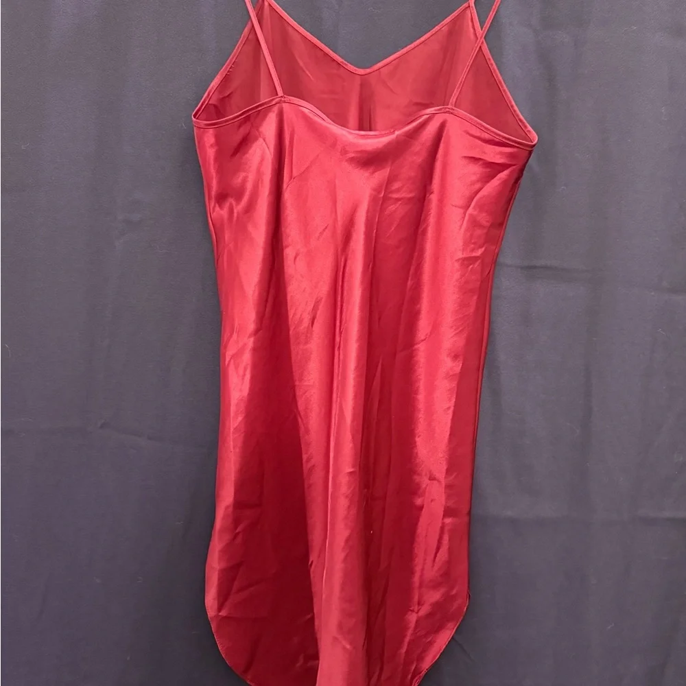 Vtg Wine Burgundy Satin Slip Dress 90s Minimalist Bias Cut Date Night Small Sexy